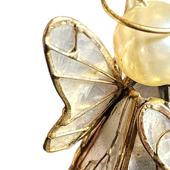 Vintage Lot of Three Glass & Capiz Shell Angels & Bird Christmas Tree Ornaments - Picture 13 of 14